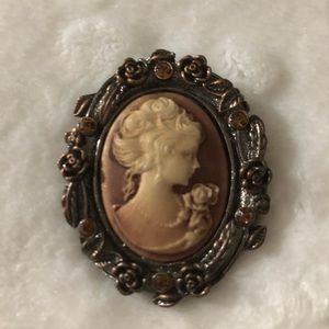 Burgundy & White Cameo
